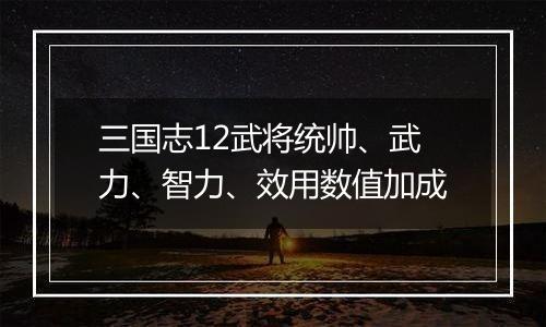 三国志12武将统帅、武力、智力、效用数值加成