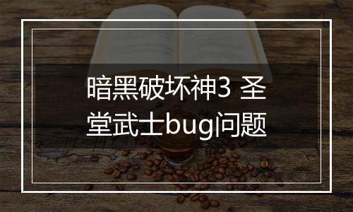 暗黑破坏神3 圣堂武士bug问题