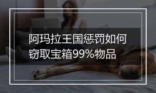 阿玛拉王国惩罚如何窃取宝箱99%物品
