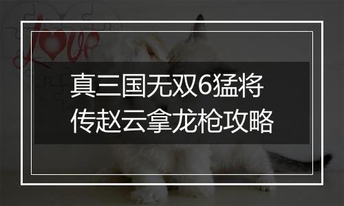 真三国无双6猛将传赵云拿龙枪攻略