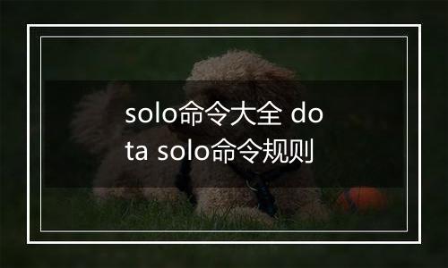 solo命令大全 dota solo命令规则