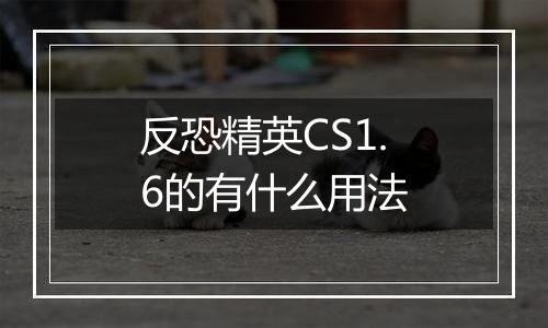 反恐精英CS1.6的有什么用法