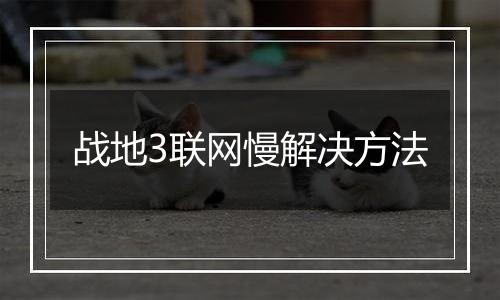 战地3联网慢解决方法
