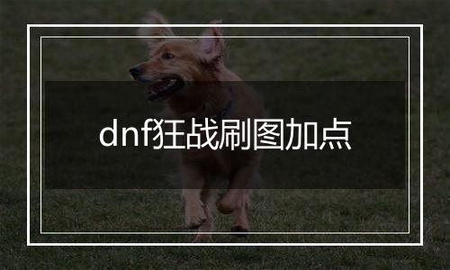 dnf狂战刷图加点
