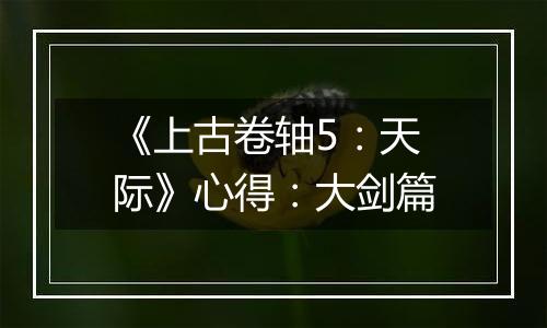《上古卷轴5：天际》心得：大剑篇