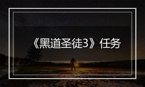 《黑道圣徒3》任务