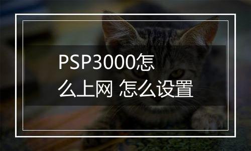 PSP3000怎么上网 怎么设置