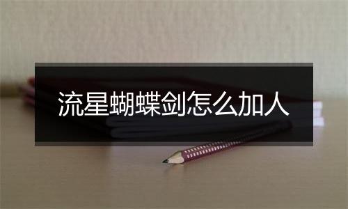 流星蝴蝶剑怎么加人