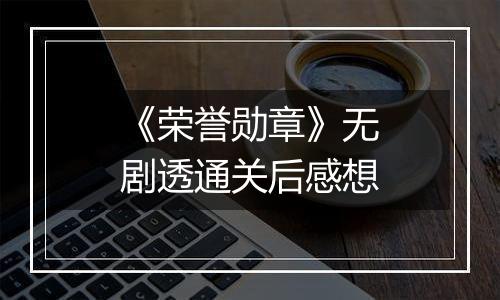 《荣誉勋章》无剧透通关后感想