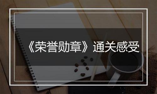 《荣誉勋章》通关感受