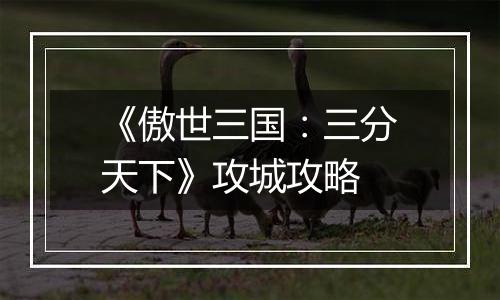 《傲世三国：三分天下》攻城攻略