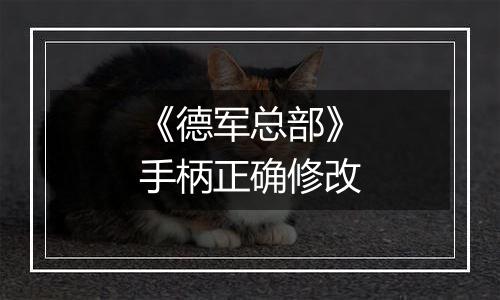 《德军总部》手柄正确修改