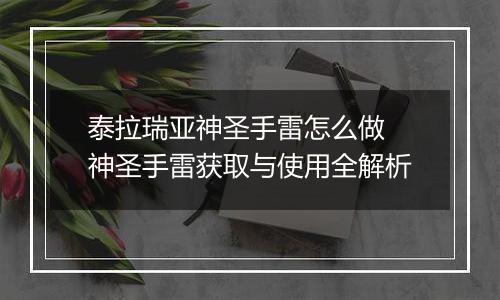泰拉瑞亚神圣手雷怎么做 神圣手雷获取与使用全解析