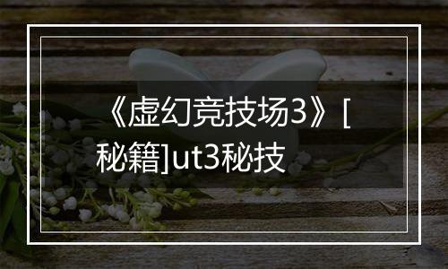 《虚幻竞技场3》[秘籍]ut3秘技