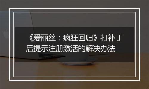 《爱丽丝：疯狂回归》打补丁后提示注册激活的解决办法