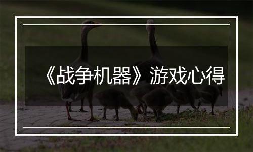 《战争机器》游戏心得