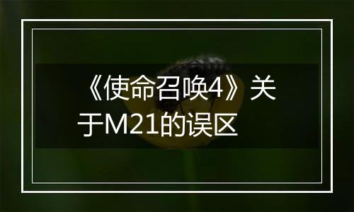 《使命召唤4》关于M21的误区