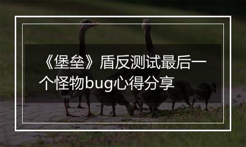《堡垒》盾反测试最后一个怪物bug心得分享