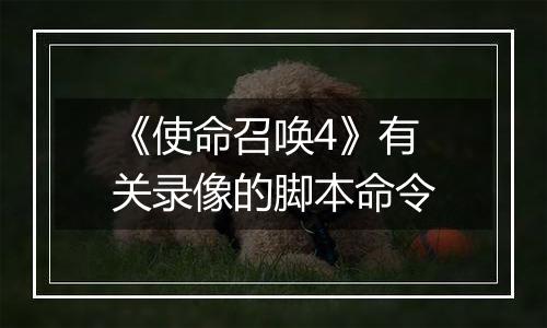 《使命召唤4》有关录像的脚本命令