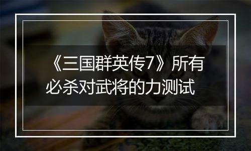 《三国群英传7》所有必杀对武将的力测试