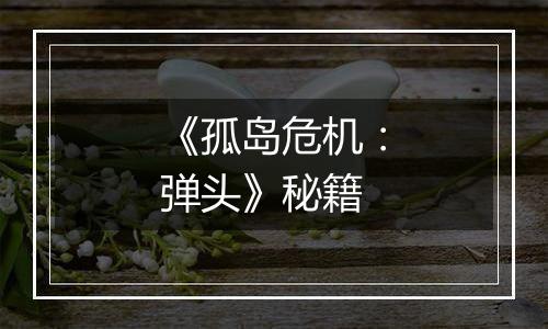 《孤岛危机：弹头》秘籍