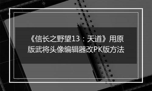 《信长之野望13：天道》用原版武将头像编辑器改PK版方法