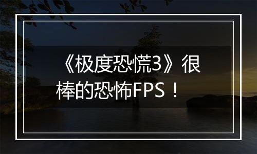 《极度恐慌3》很棒的恐怖FPS！