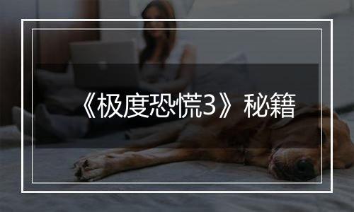 《极度恐慌3》秘籍