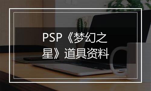 PSP《梦幻之星》道具资料