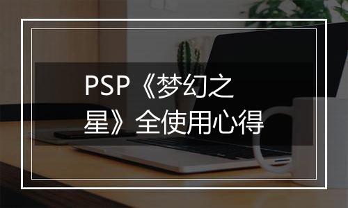 PSP《梦幻之星》全使用心得