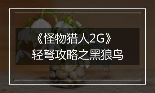 《怪物猎人2G》轻弩攻略之黑狼鸟