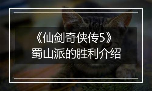 《仙剑奇侠传5》蜀山派的胜利介绍