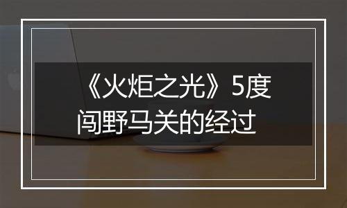 《火炬之光》5度闯野马关的经过
