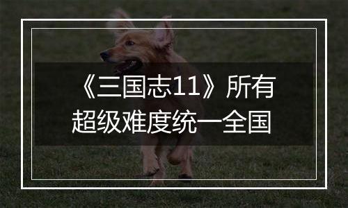 《三国志11》所有超级难度统一全国