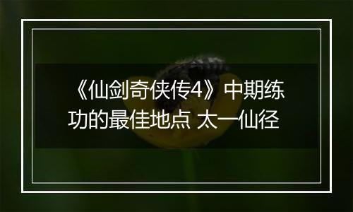 《仙剑奇侠传4》中期练功的最佳地点 太一仙径