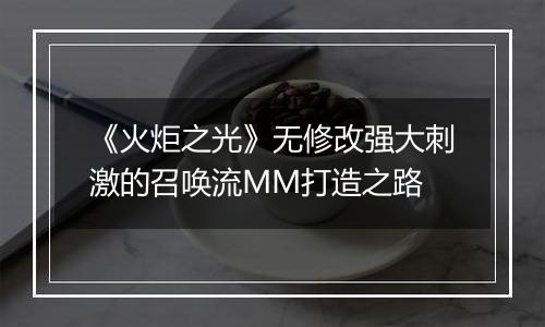 《火炬之光》无修改强大刺激的召唤流MM打造之路