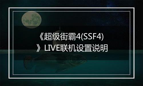 《超级街霸4(SSF4)》LIVE联机设置说明
