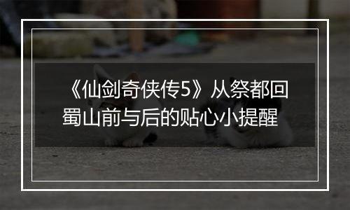 《仙剑奇侠传5》从祭都回蜀山前与后的贴心小提醒