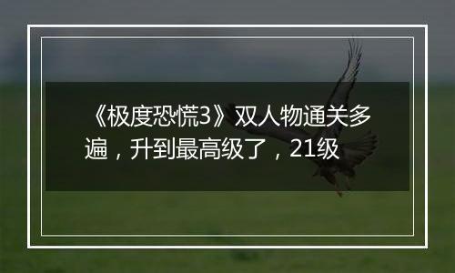 《极度恐慌3》双人物通关多遍，升到最高级了，21级
