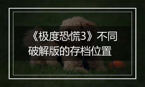 《极度恐慌3》不同破解版的存档位置