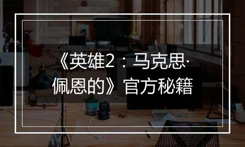 《英雄2：马克思·佩恩的》官方秘籍