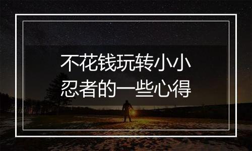 不花钱玩转小小忍者的一些心得