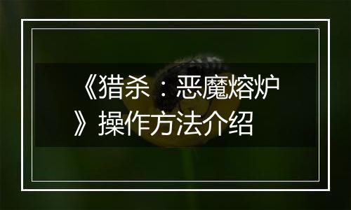 《猎杀：恶魔熔炉》操作方法介绍