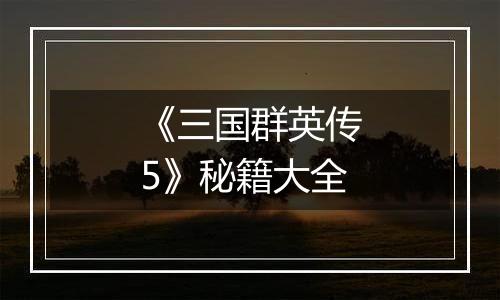 《三国群英传5》秘籍大全