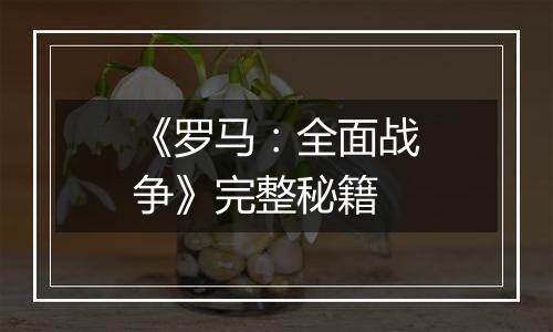 《罗马：全面战争》完整秘籍