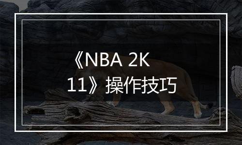 《NBA 2K11》操作技巧