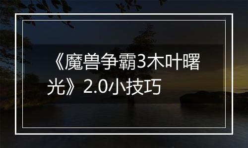 《魔兽争霸3木叶曙光》2.0小技巧