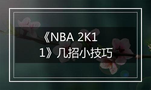 《NBA 2K11》几招小技巧