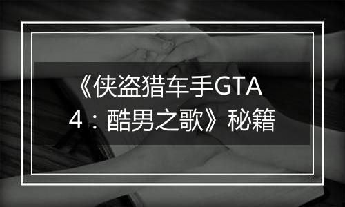 《侠盗猎车手GTA4：酷男之歌》秘籍