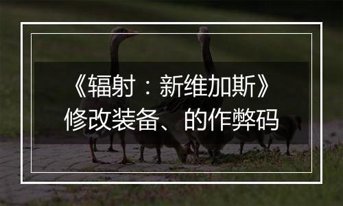 《辐射：新维加斯》修改装备、的作弊码